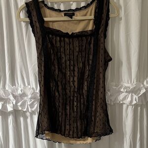 Sheer Black Polka Dot Overlay Tank